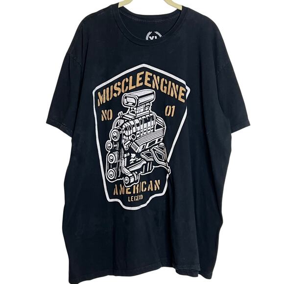 TeePublic Mens Graphic T-Shirt XL Black Muscle Engine American Legend Car Motor - Picture 1 of 4